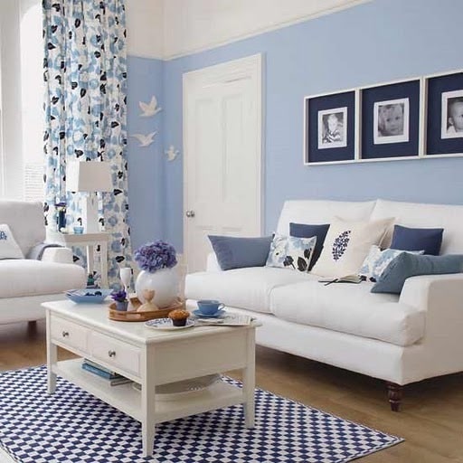 blue living room2 - Tapete na decoração