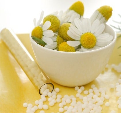 Camomile blossoms and globules