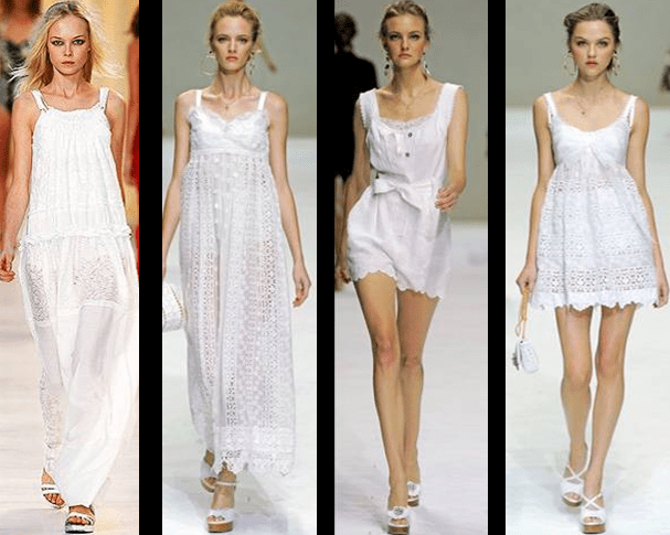 Roupas na moda vestidos de lese curto e longos vestidos branco - Moda: passeando pelas cores preta e branca