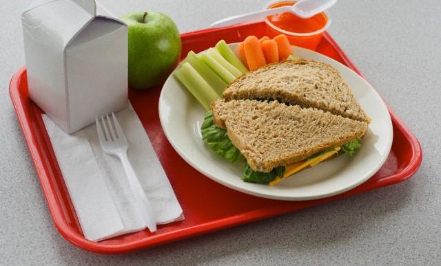 School lunch on tray